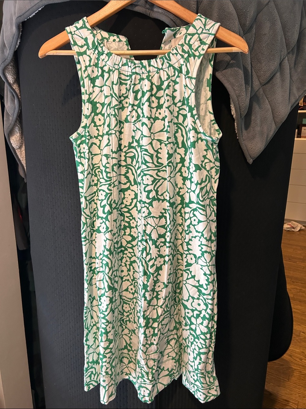 LOFT White and Green Floral Sleeveless Shift Dress